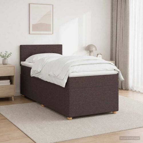Boxspring krevet s madracem Tamno smeđa 90 x 190 cm Tkanina - Tamno smeđa 90 x 190 cm Prošiveno gumbima Cijena