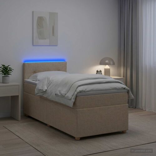 Boxspring krevet s madracem Krem 90 x 190 cm Tkanina - Krem 90 x 190 cm Prošiveno gumbima Cijena