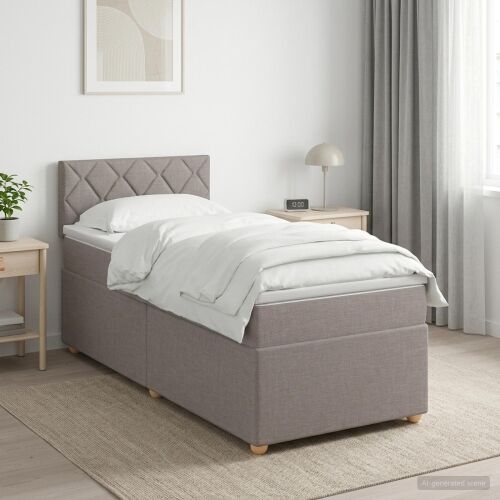 Boxspring krevet s madracem Sivosmeđa 90 x 190 cm Tkanina - Sivosmeđa 90 x 190 cm Dizajn s rombovima Cijena