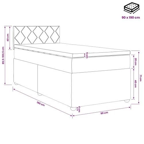 Boxspring krevet s madracem Sivosmeđa 90 x 190 cm Tkanina - Sivosmeđa 90 x 190 cm Dizajn s rombovima Cijena