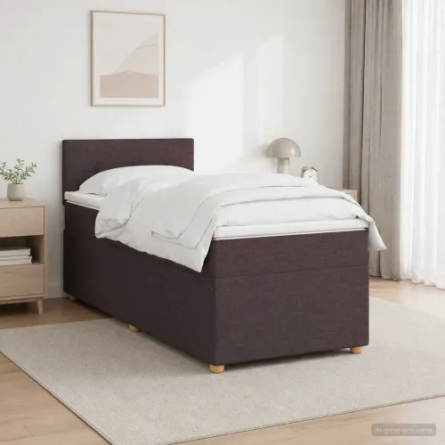 Boxspring krevet s madracem Tamno smeđa 90 x 200 cm Tkanina - Tamno smeđa 90 x 200 cm Prošiveno gumbima Cijena