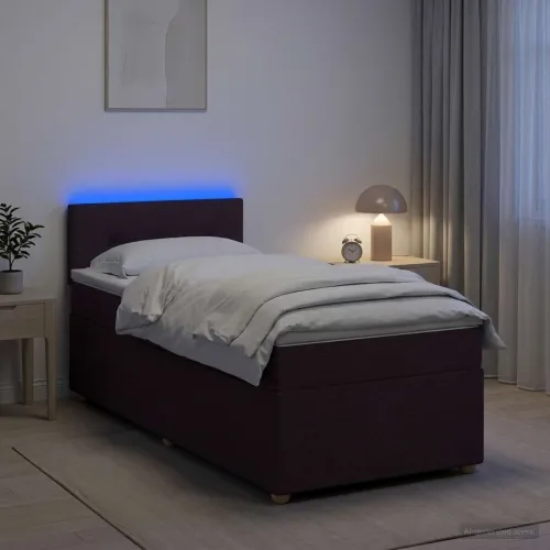 Boxspring krevet s madracem Tamno smeđa 90 x 200 cm Tkanina - Tamno smeđa 90 x 200 cm Prošiveno gumbima Cijena