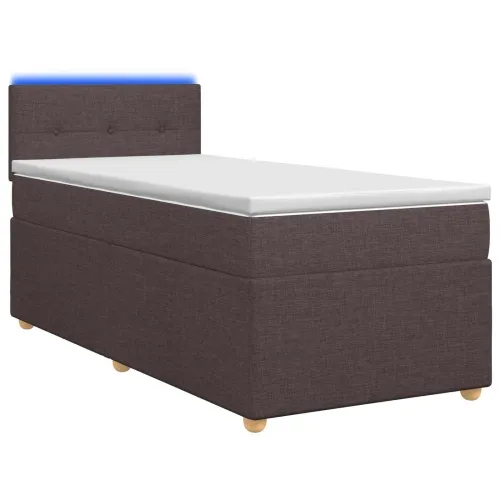 Boxspring krevet s madracem Tamno smeđa 90 x 200 cm Tkanina - Tamno smeđa 90 x 200 cm Prošiveno gumbima Cijena