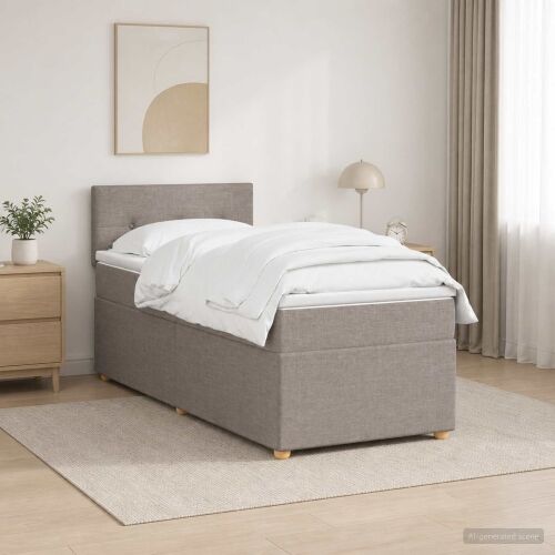 Boxspring krevet s madracem Sivosmeđa 90 x 200 cm Tkanina - Sivosmeđa 90 x 200 cm Prošiveno gumbima Cijena