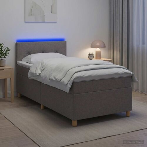 Boxspring krevet s madracem Sivosmeđa 90 x 200 cm Tkanina - Sivosmeđa 90 x 200 cm Prošiveno gumbima Cijena
