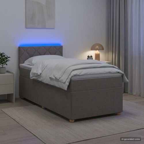 Boxspring krevet s madracem Sivosmeđa 90 x 200 cm Tkanina - Sivosmeđa 90 x 200 cm Dizajn s rombovima Cijena