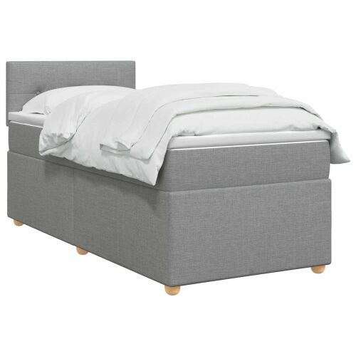 Boxspring krevet s madracem Svjetlosiva 100 x 200 cm Tkanina - Svjetlosiva 100 x 200 cm Prošiveno gumbima Cijena