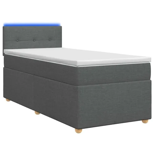 Boxspring krevet s madracem Tamnosiva 100 x 200 cm Tkanina - Tamnosiva 100 x 200 cm Prošiveno gumbima Cijena