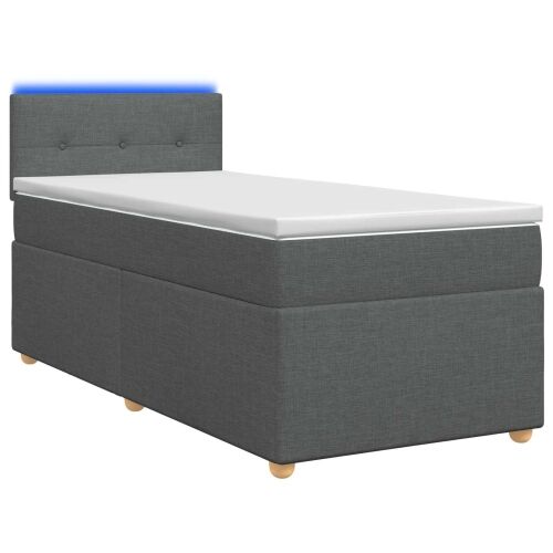 Boxspring krevet s madracem Tamnosiva 100 x 200 cm Tkanina - Tamnosiva 100 x 200 cm Prošiveno gumbima Cijena