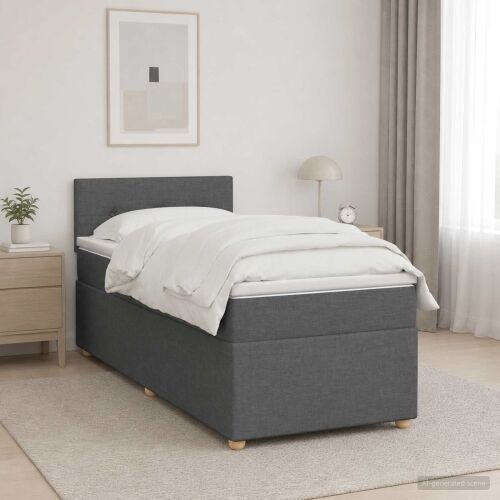 Boxspring krevet s madracem Tamnosiva 100 x 200 cm Tkanina - Tamnosiva 100 x 200 cm Prošiveno gumbima Cijena