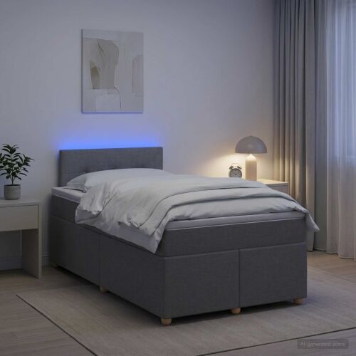 Boxspring krevet s madracem Svjetlosiva 120 x 190 cm Tkanina - Svjetlosiva 120 x 190 cm Prošiveno gumbima Cijena