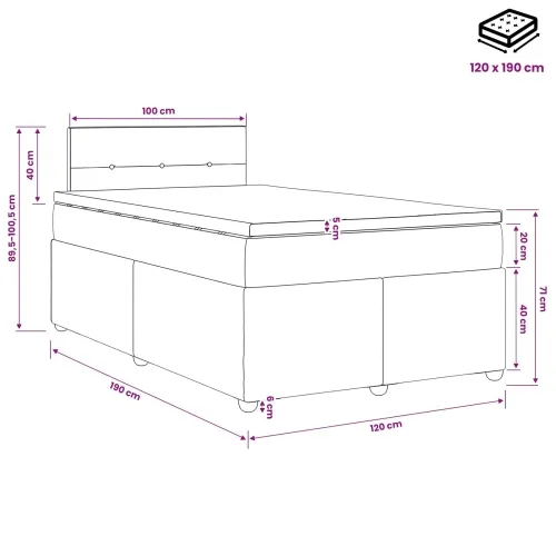 Boxspring krevet s madracem Svjetlosiva 120 x 190 cm Tkanina - Svjetlosiva 120 x 190 cm Prošiveno gumbima Cijena