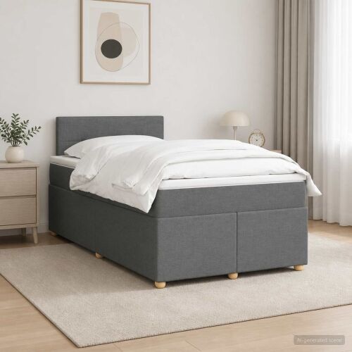 Boxspring krevet s madracem Tamnosiva 120 x 190 cm Tkanina - Tamnosiva 120 x 190 cm Prošiveno gumbima Cijena