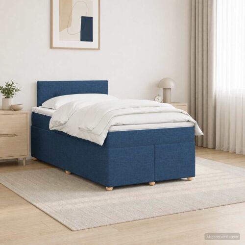Boxspring krevet s madracem Plava 120 x 190 cm Tkanina - Plava 120 x 190 cm Prošiveno gumbima Cijena