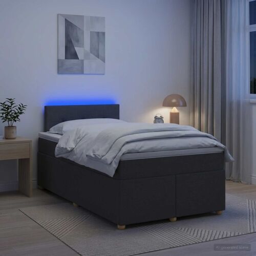 Boxspring krevet s madracem Tamnosiva 120 x 200 cm Tkanina - Tamnosiva 120 x 200 cm Prošiveno gumbima Cijena