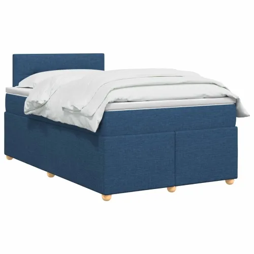 Boxspring krevet s madracem Plava 120 x 200 cm Tkanina - Plava 120 x 200 cm Prošiveno gumbima Cijena