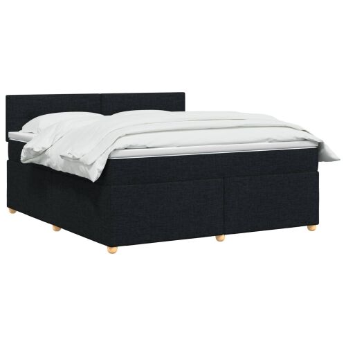 Boxspring krevet s madracem Crna 140 x 190 cm Tkanina - Crna 140 x 190 cm Prošiveno gumbima Cijena
