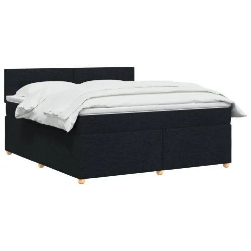 Boxspring krevet s madracem Crna 140 x 190 cm Tkanina - Crna 140 x 190 cm Prošiveno gumbima Cijena