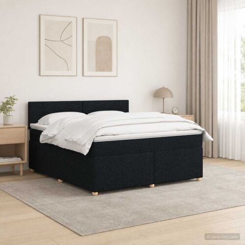 Boxspring krevet s madracem Crna 140 x 190 cm Tkanina - Crna 140 x 190 cm Prošiveno gumbima Cijena