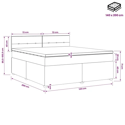 Boxspring krevet s madracem Crna 140 x 200 cm Tkanina - Crna 140 x 200 cm Prošiveno gumbima Cijena
