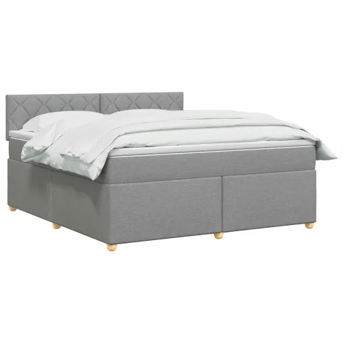 Boxspring krevet s madracem Svjetlosiva 140 x 200 cm Tkanina - Svjetlosiva 140 x 200 cm Dizajn s rombovima Cijena