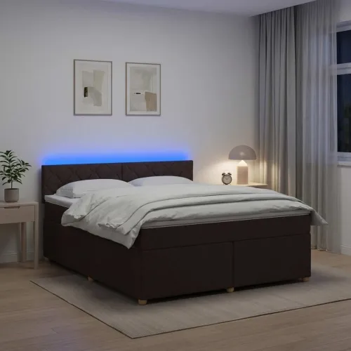 Boxspring krevet s madracem Tamno smeđa 160 x 200 cm Tkanina - Tamno smeđa 160 x 200 cm Dizajn s rombovima Cijena