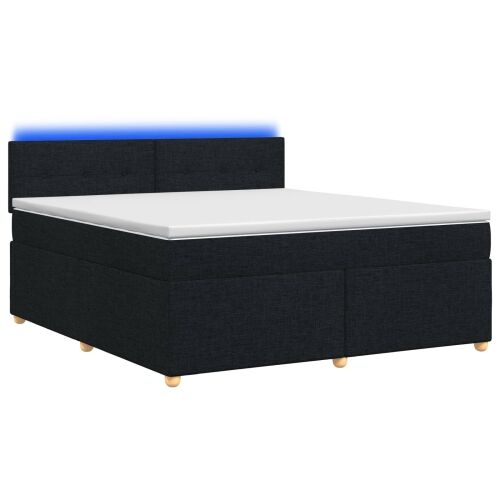 Boxspring krevet s madracem Crna 180 x 200 cm Tkanina - Crna 180 x 200 cm Prošiveno gumbima Cijena