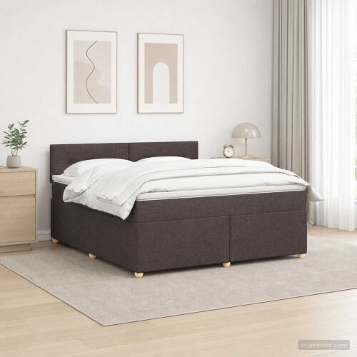 Boxspring krevet s madracem Tamno smeđa 180 x 200 cm Tkanina - Tamno smeđa 180 x 200 cm Prošiveno gumbima Cijena