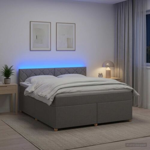 Boxspring krevet s madracem Svjetlosiva 180 x 200 cm Tkanina - Svjetlosiva 180 x 200 cm Dizajn s rombovima Cijena