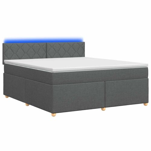 Boxspring krevet s madracem Tamnosiva 180 x 200 cm Tkanina - Tamnosiva 180 x 200 cm Dizajn s rombovima Cijena
