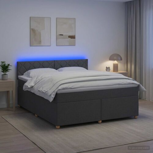 Boxspring krevet s madracem Tamnosiva 180 x 200 cm Tkanina - Tamnosiva 180 x 200 cm Dizajn s rombovima Cijena