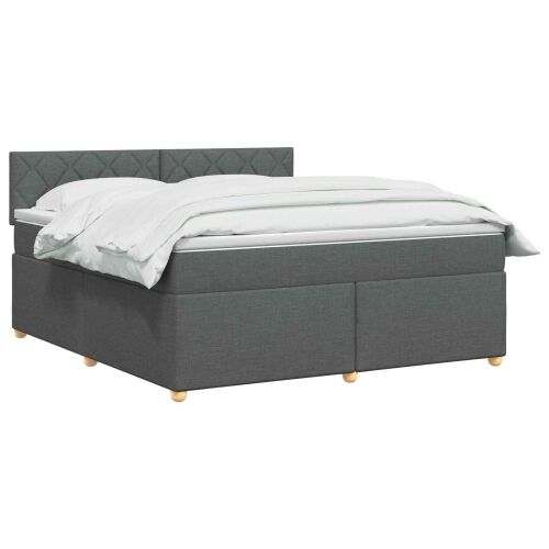 Boxspring krevet s madracem Tamnosiva 180 x 200 cm Tkanina - Tamnosiva 180 x 200 cm Dizajn s rombovima Cijena