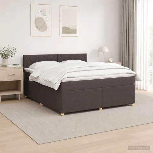 Boxspring krevet s madracem Tamno smeđa 180 x 200 cm Tkanina - Tamno smeđa 180 x 200 cm Dizajn s rombovima Cijena
