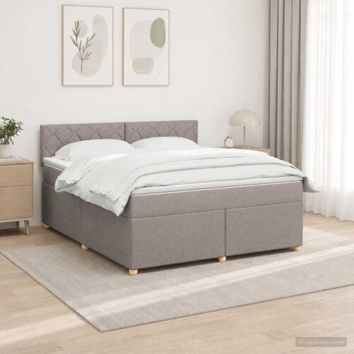 Boxspring krevet s madracem Sivosmeđa 180 x 200 cm Tkanina - Sivosmeđa 180 x 200 cm Dizajn s rombovima Cijena