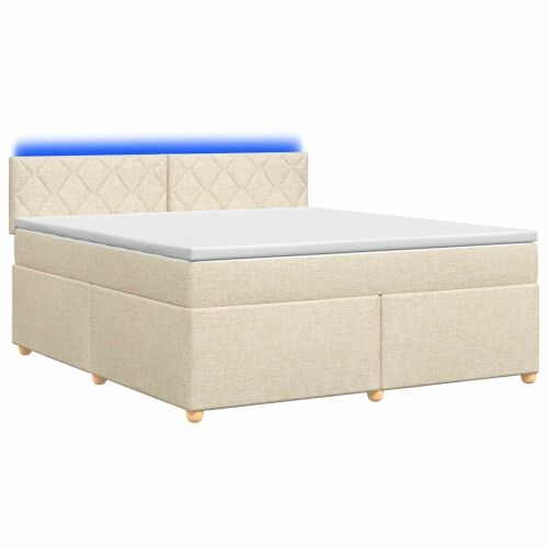 Boxspring krevet s madracem Krem 180 x 200 cm Tkanina - Krem 180 x 200 cm Dizajn s rombovima Cijena