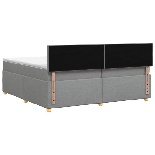 Boxspring krevet s madracem Svjetlosiva 200 x 200 cm Tkanina - Svjetlosiva 200 x 200 cm Prošiveno gumbima Cijena