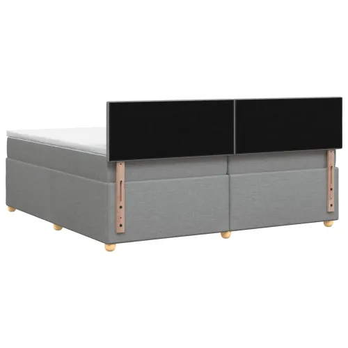 Boxspring krevet s madracem Svjetlosiva 200 x 200 cm Tkanina - Svjetlosiva 200 x 200 cm Prošiveno gumbima Cijena
