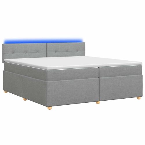 Boxspring krevet s madracem Svjetlosiva 200 x 200 cm Tkanina - Svjetlosiva 200 x 200 cm Prošiveno gumbima Cijena