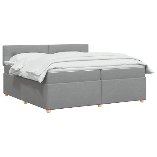 Boxspring krevet s madracem Svjetlosiva 200 x 200 cm Tkanina - Svjetlosiva 200 x 200 cm Prošiveno gumbima Cijena