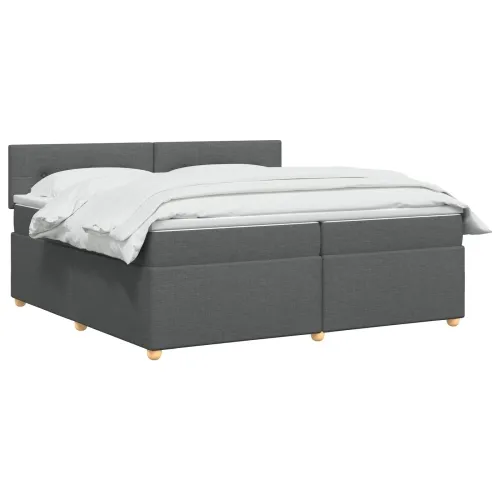 Boxspring krevet s madracem Tamnosiva 200 x 200 cm Tkanina - Tamnosiva 200 x 200 cm Prošiveno gumbima Cijena