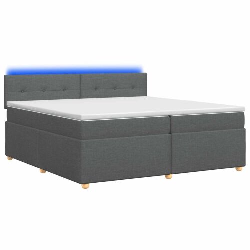 Boxspring krevet s madracem Tamnosiva 200 x 200 cm Tkanina - Tamnosiva 200 x 200 cm Prošiveno gumbima Cijena