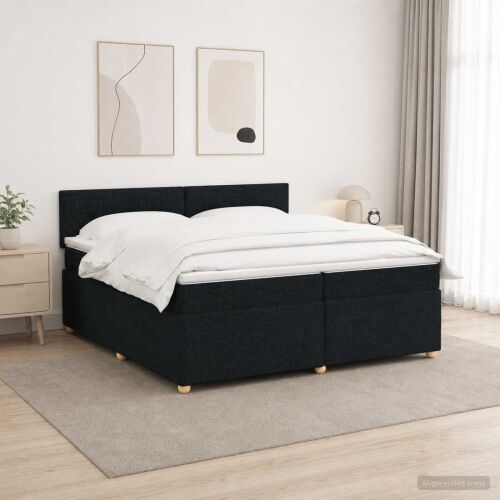 Boxspring krevet s madracem Crna 200 x 200 cm Tkanina - Crna 200 x 200 cm Prošiveno gumbima Cijena
