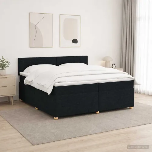 Boxspring krevet s madracem Crna 200 x 200 cm Tkanina - Crna 200 x 200 cm Prošiveno gumbima Cijena