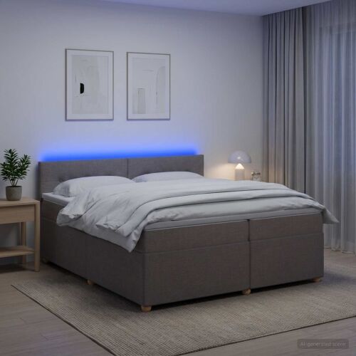 Boxspring krevet s madracem Sivosmeđa 200 x 200 cm Tkanina - Sivosmeđa 200 x 200 cm Prošiveno gumbima Cijena