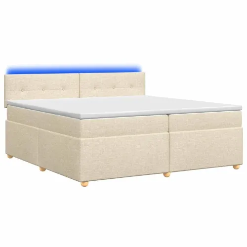 Boxspring krevet s madracem Krem 200 x 200 cm Tkanina - Krem 200 x 200 cm Prošiveno gumbima Cijena