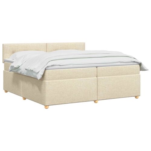 Boxspring krevet s madracem Krem 200 x 200 cm Tkanina - Krem 200 x 200 cm Prošiveno gumbima Cijena