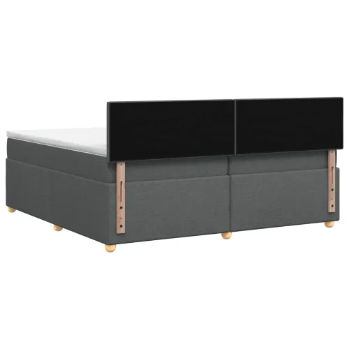 Boxspring krevet s madracem Tamnosiva 200 x 200 cm Tkanina - Tamnosiva 200 x 200 cm Dizajn s rombovima Cijena