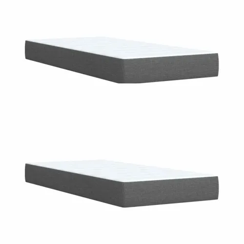 Boxspring krevet s madracem Tamnosiva 200 x 200 cm Tkanina - Tamnosiva 200 x 200 cm Dizajn s rombovima Cijena