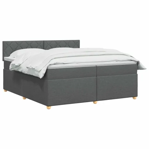 Boxspring krevet s madracem Tamnosiva 200 x 200 cm Tkanina - Tamnosiva 200 x 200 cm Dizajn s rombovima Cijena
