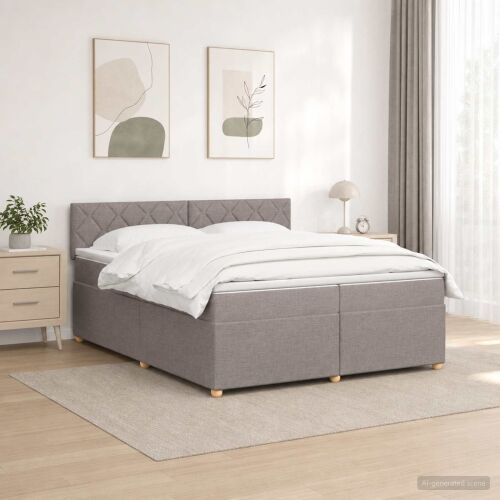 Boxspring krevet s madracem Sivosmeđa 200 x 200 cm Tkanina - Sivosmeđa 200 x 200 cm Dizajn s rombovima Cijena